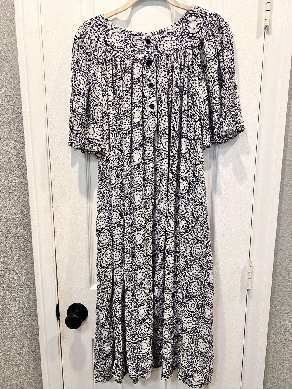 Go Softly Patio Vintage Boho Floral Maxi Dress Size S 100% Rayon